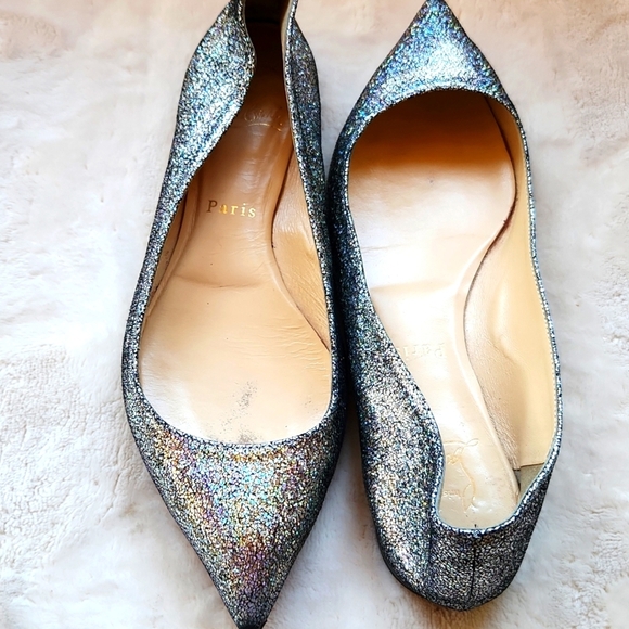 Christian Louboutin Silver Glitter Flats - Picture 4 of 9